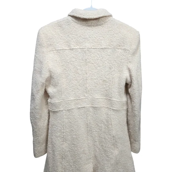 Vintage Marvin Richards Trench Coat Cream Bouclé Wool Blend Size Medium EUC - Picture 12 of 16